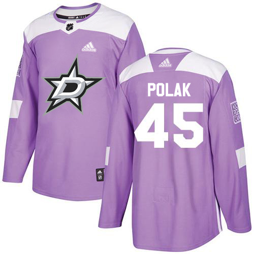 Adidas Men Dallas Stars #45 Roman Polak Purple Authentic Fights Cancer Stitched NHL Jersey